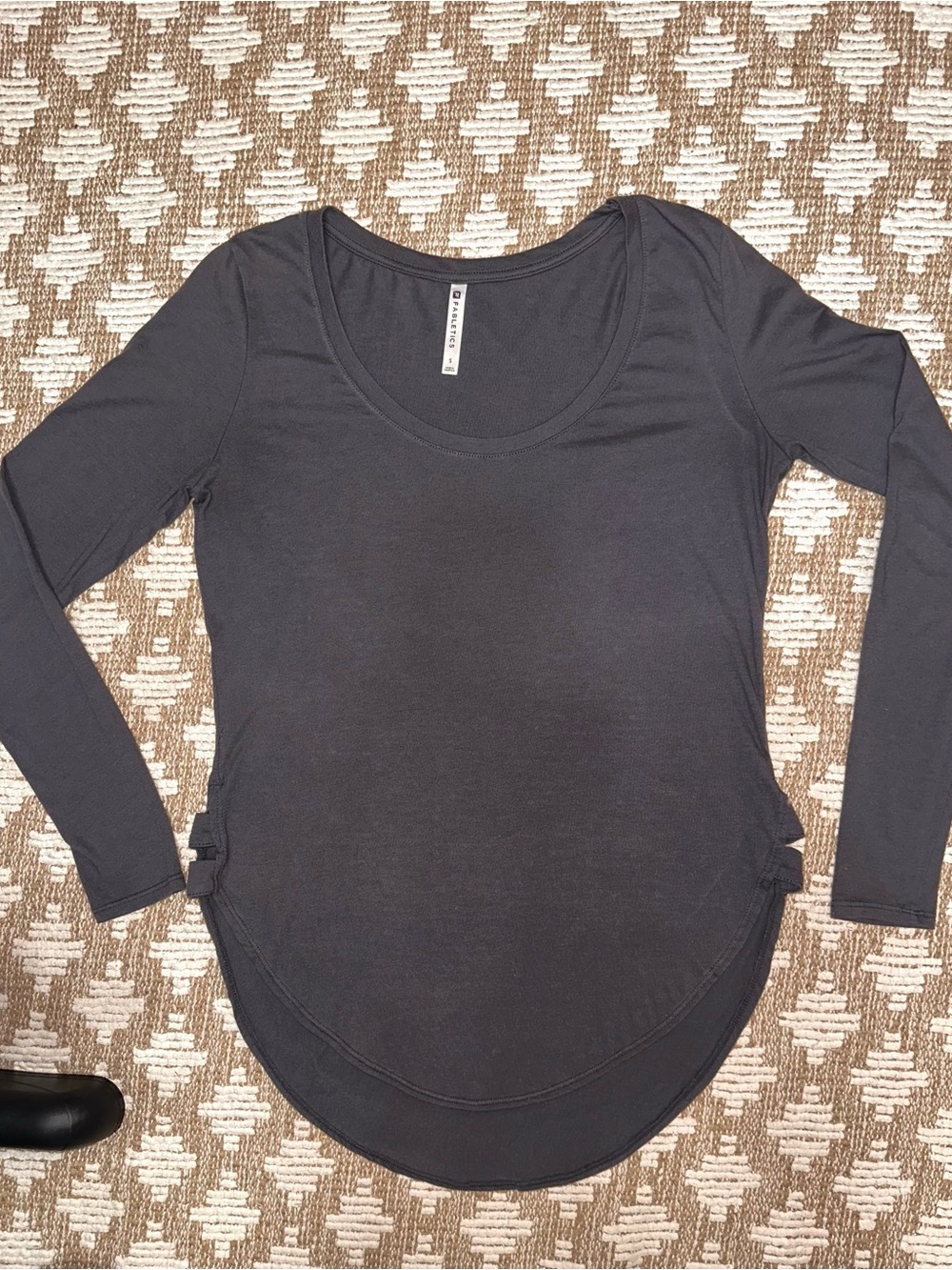 Fabletics Scoop Neck Long Sleeve Top - Charcoal Gray - Size Small